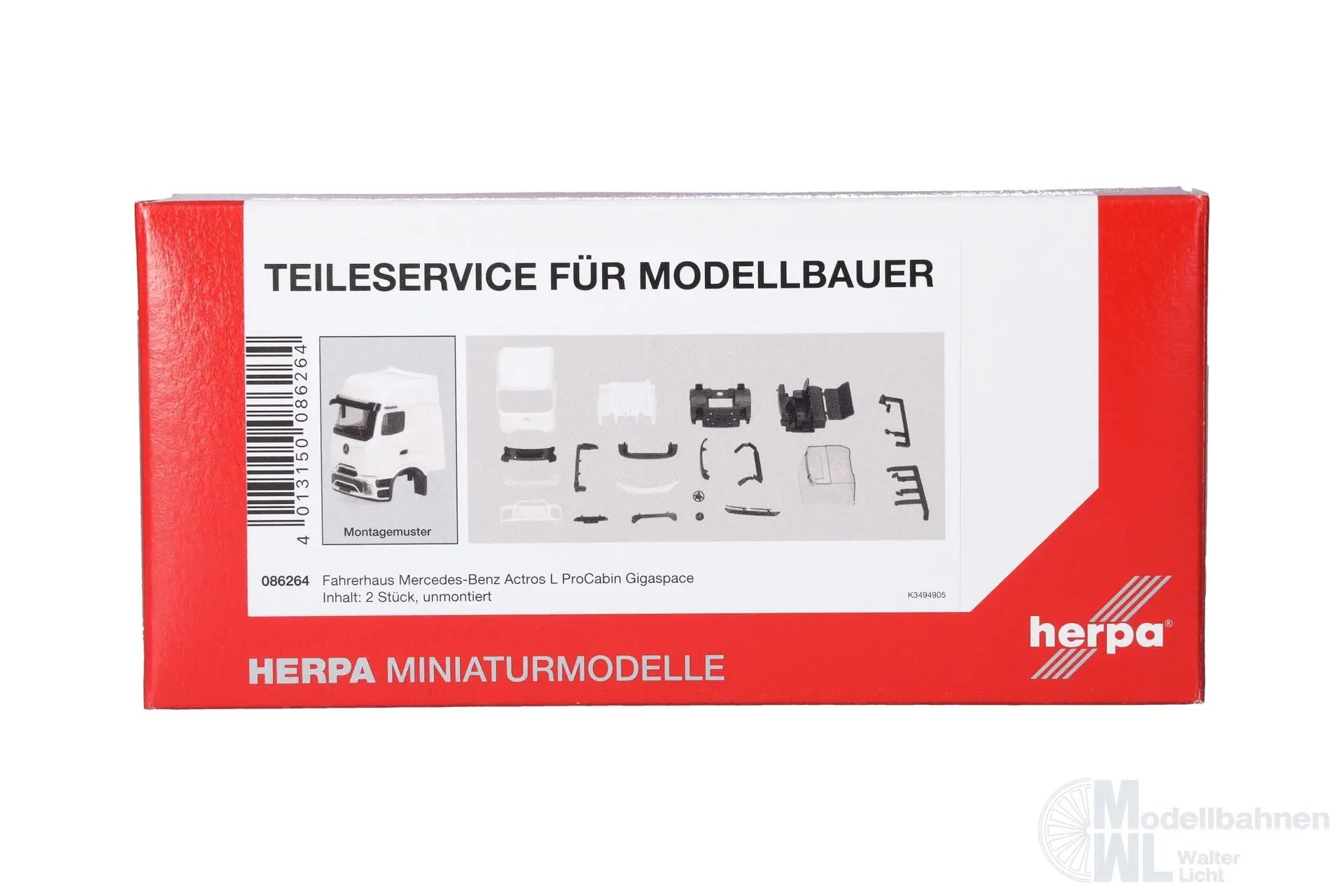 Herpa 086264 - Fahrerhaus Mercedes-Benz Actros L ProCabin Gigaspace weiß 2 Stück H0 1:87