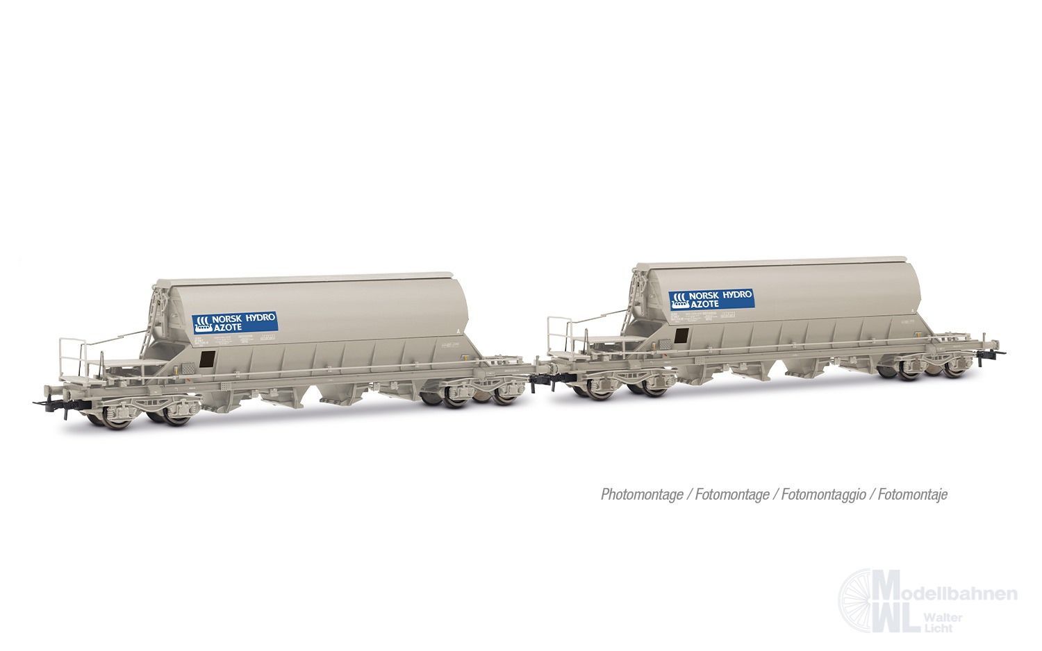 Jouef 6307 - Schwenkdachwagen Set SNCF Ep.V 2.tlg. Norsk Hydro Azote H0/GL