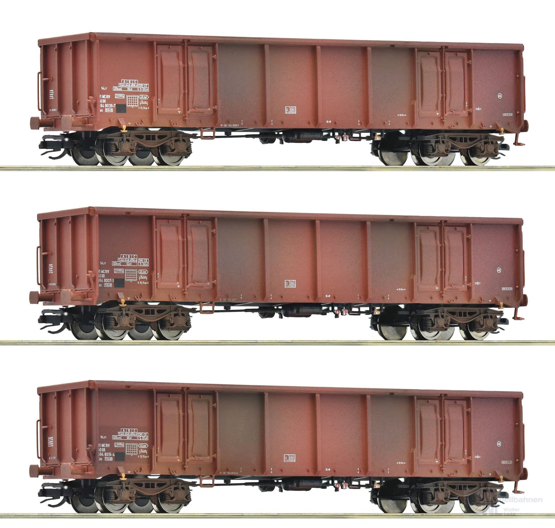 Roco 6680017 - Güterwagen Set  DR Ep.IV Eas 3.tlg. TT 1:120