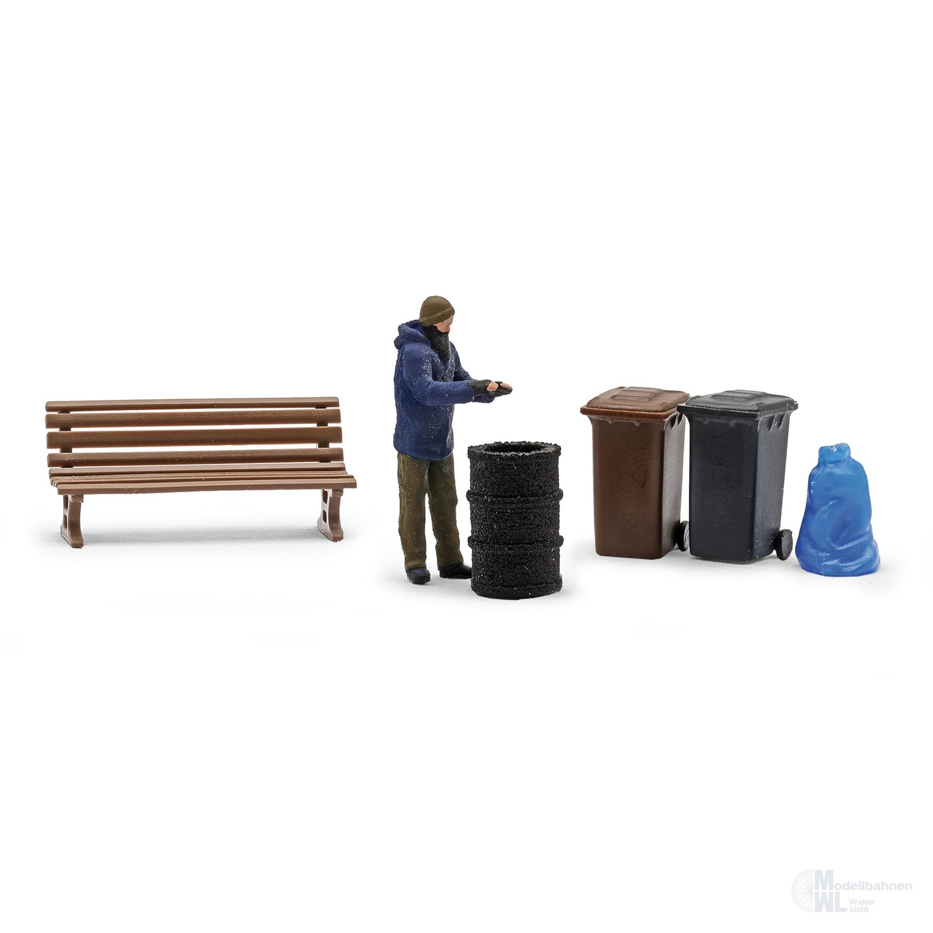Busch 5434 - Feuertonne mit Figur H0 1:87