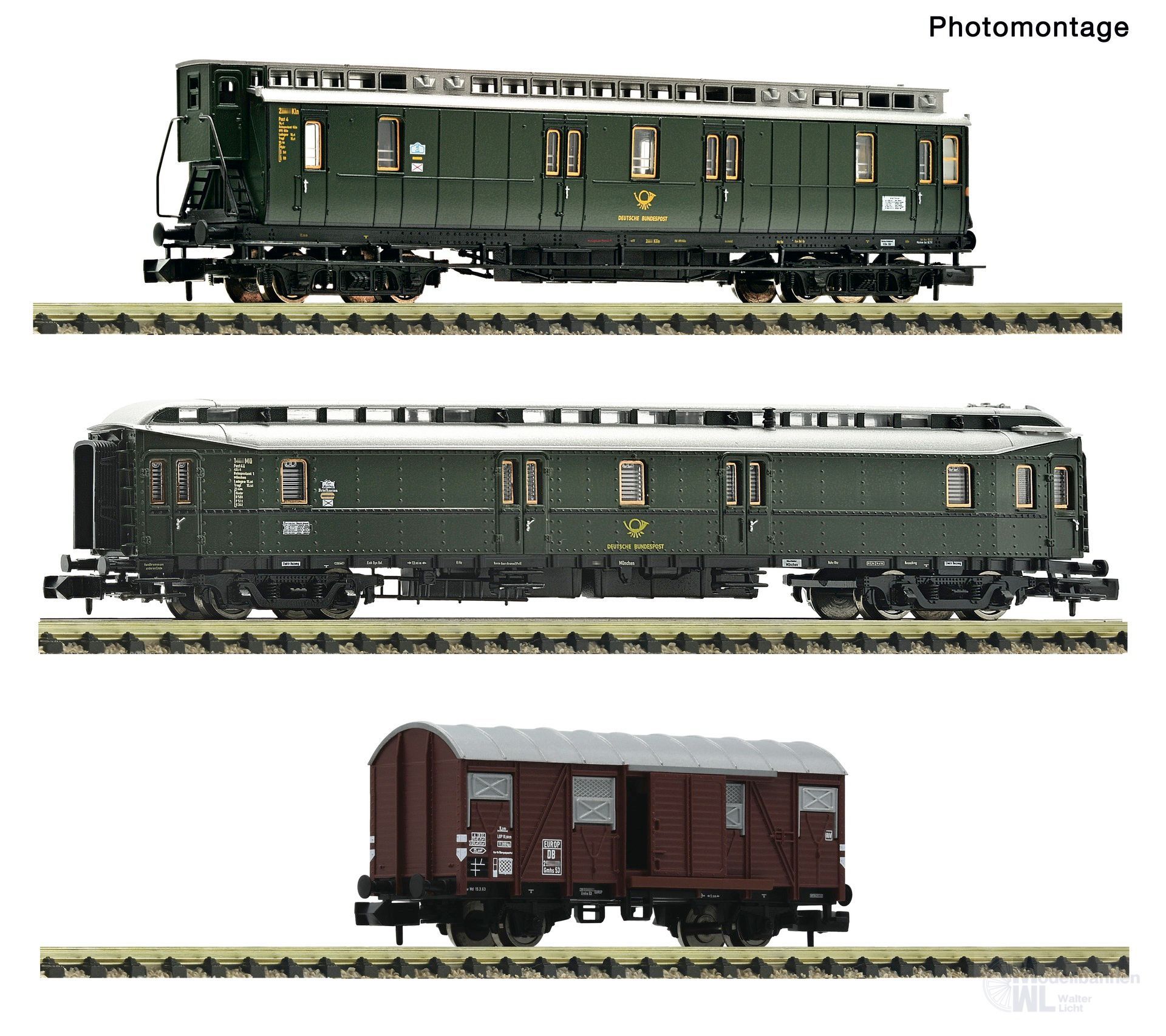 Fleischmann 6660168 - Postzugwagen Set DB Ep.III 3.tlg. N 1:160