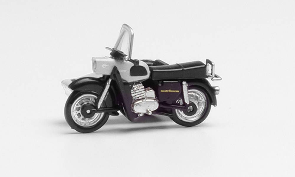 Herpa 053433-006 - MZ 250 mit Beiwagen silber/schwarz H0 1:87