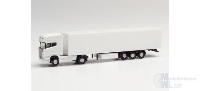 Herpa 013802 - Herpa Minikit Scania R TL Koffer-Sattelzug, weiß N 1:160