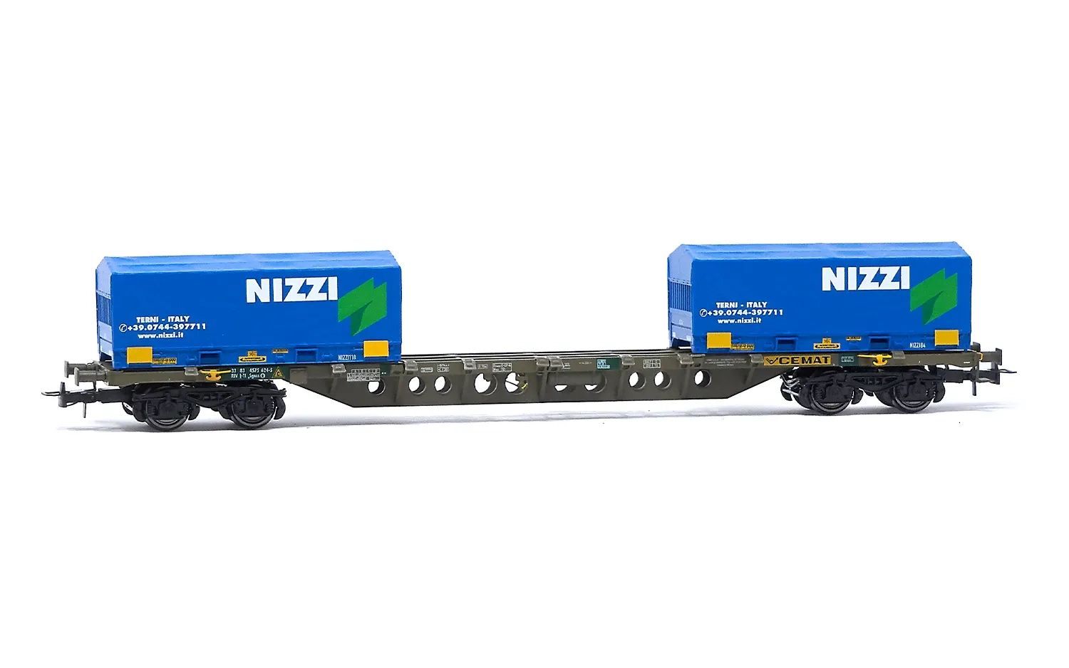 Rivarossi 6615 - Containertragwagen FS Cemat Ep.V/VI Coil Container NIZZI H0/GL Rivarossi 6615 - Containertragwagen FS Cemat Ep.V/VI Coil Container NIZZI H0/GL