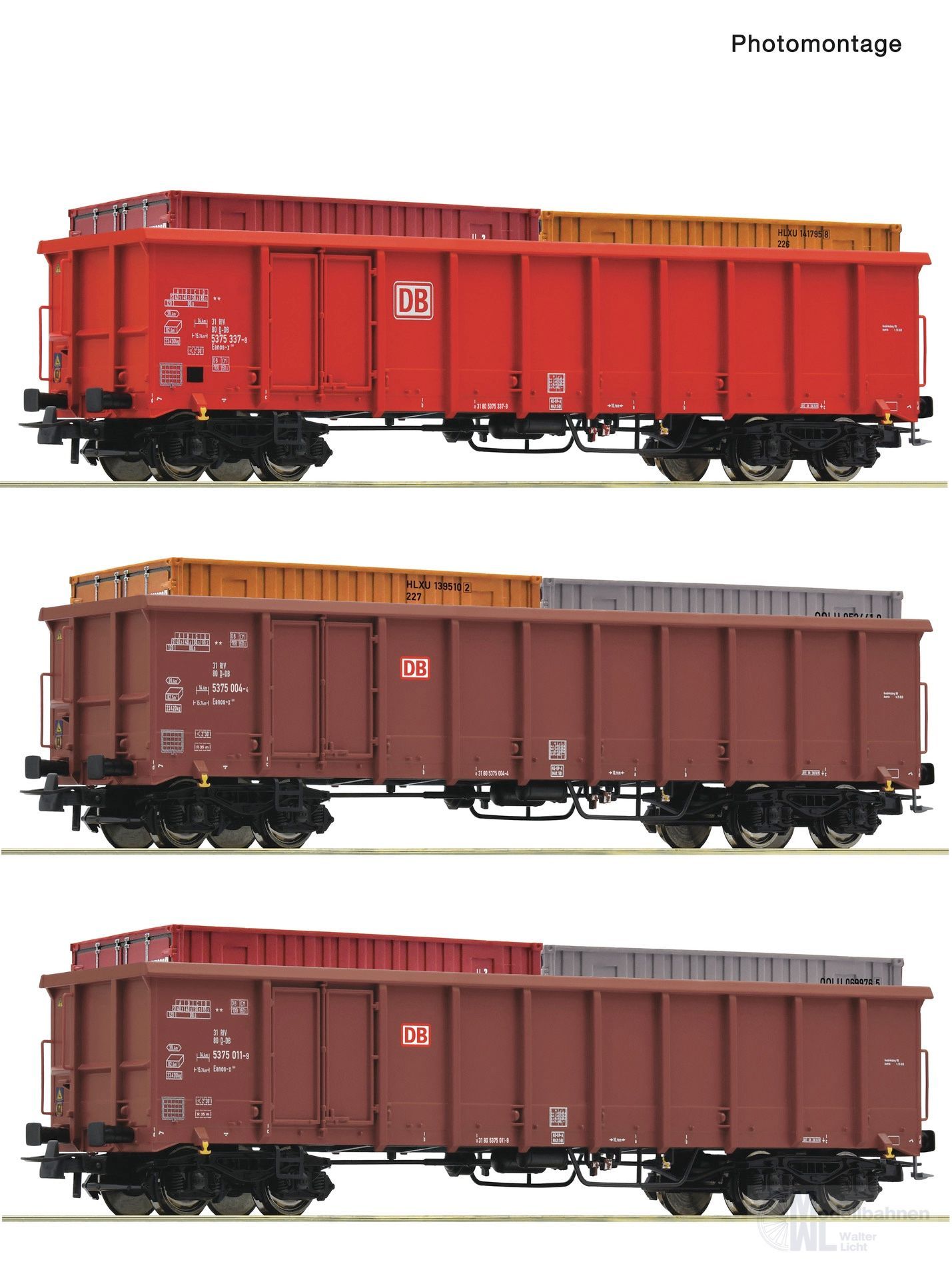 Roco 6600291 - Güterwagen Set DB Ep.VI Eanos 3.tlg. H0/GL
