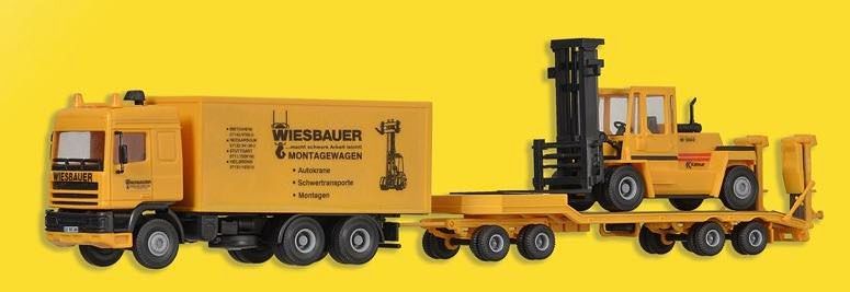 Kibri 13580 - DAF Zugmaschine mit Tiefladeanhänger und Stapler H0 1:87