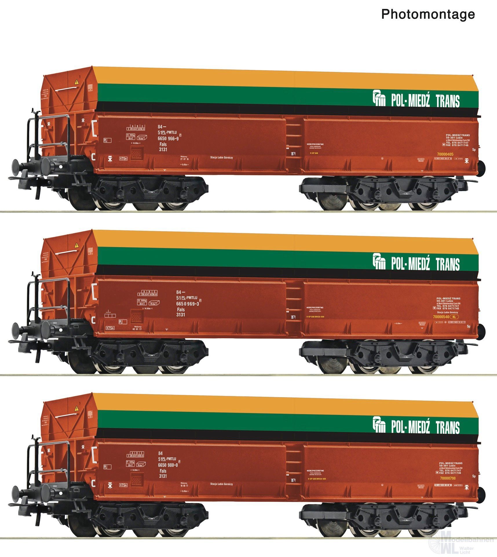 Roco 6600218 - Selbstentladenwagen Set PMT Ep.VI 3.tlg. H0/GL
