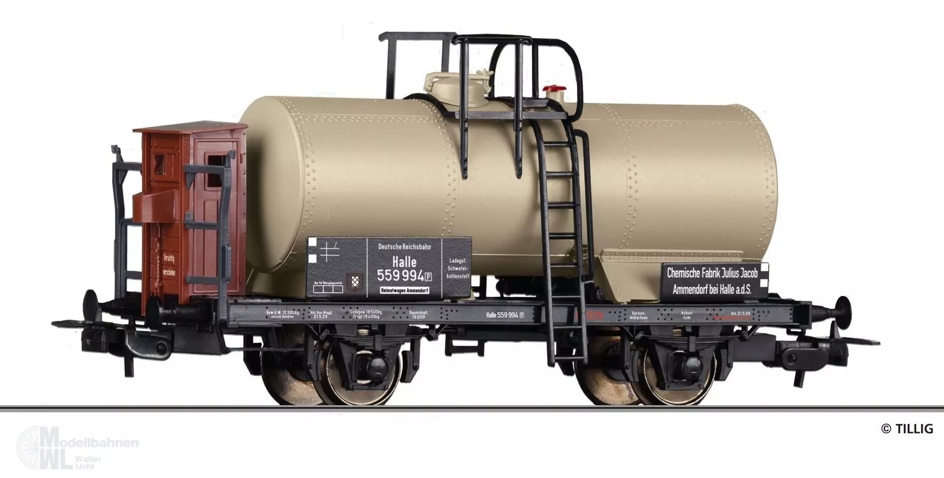 Tillig 77052 - Kesselwagen DRG Ep.II Chem. Fabrik Julius Jacob Ammendorf H0/GL