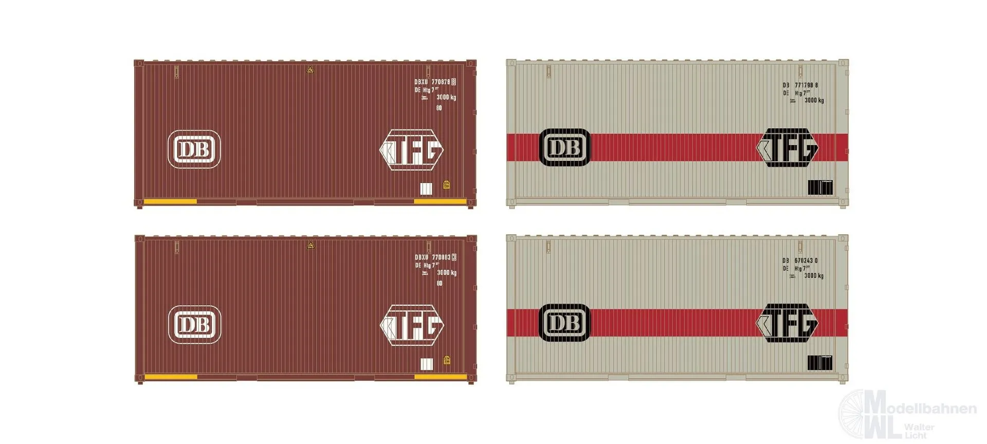 Hobbytrain 9017 - Container Set DB 4er Set 20' N 1:160