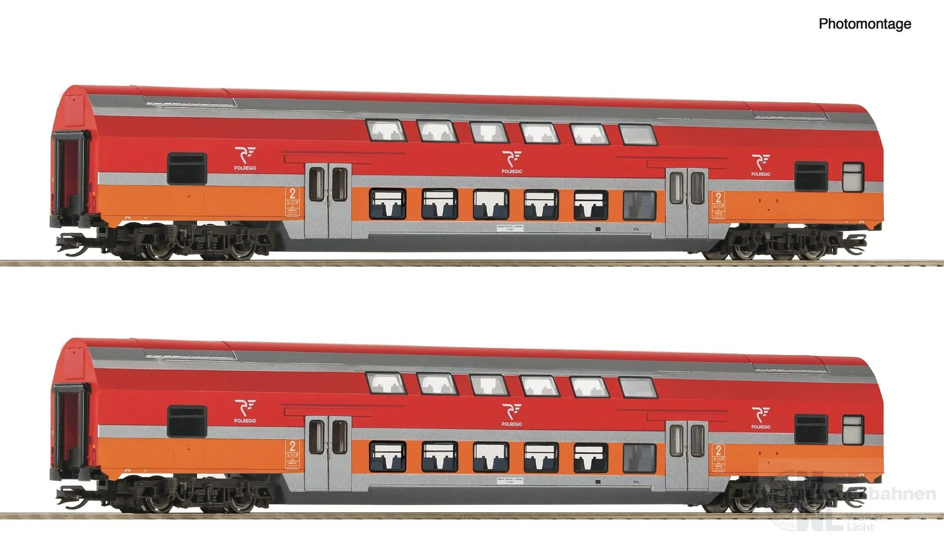 Roco 6280047 - Doppelstockwagen Set Polregio Ep.VI 2.tlg. TT 1:120