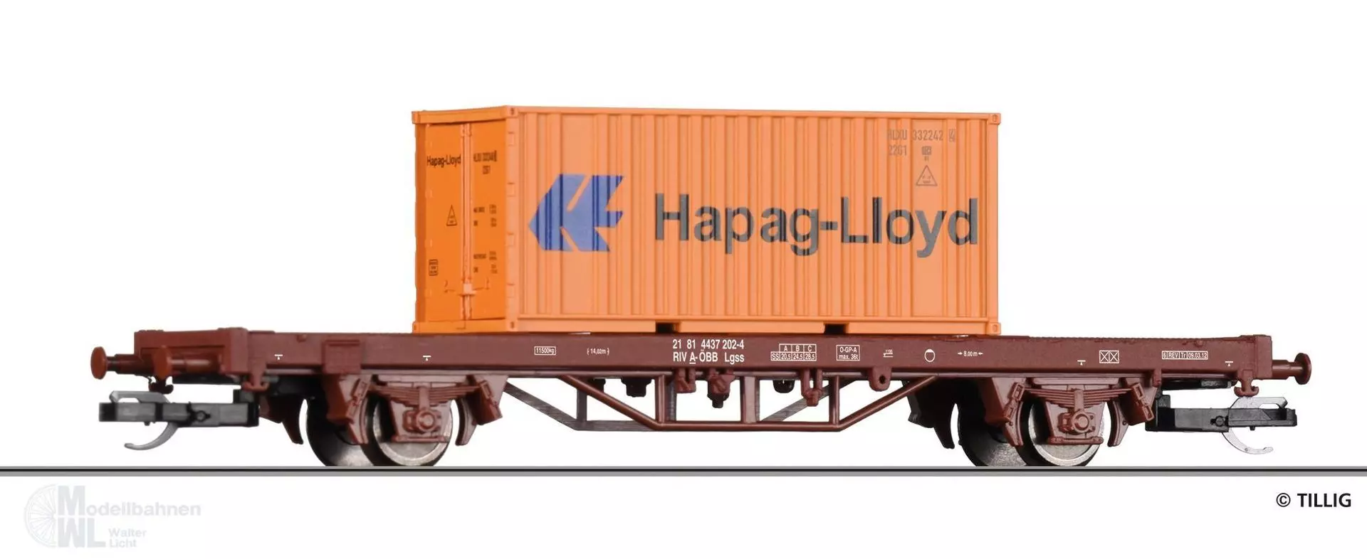 Tillig 17485 - START-Containerwagen ÖBB Ep.VI Container Hapag-Lloyd TT 1:120