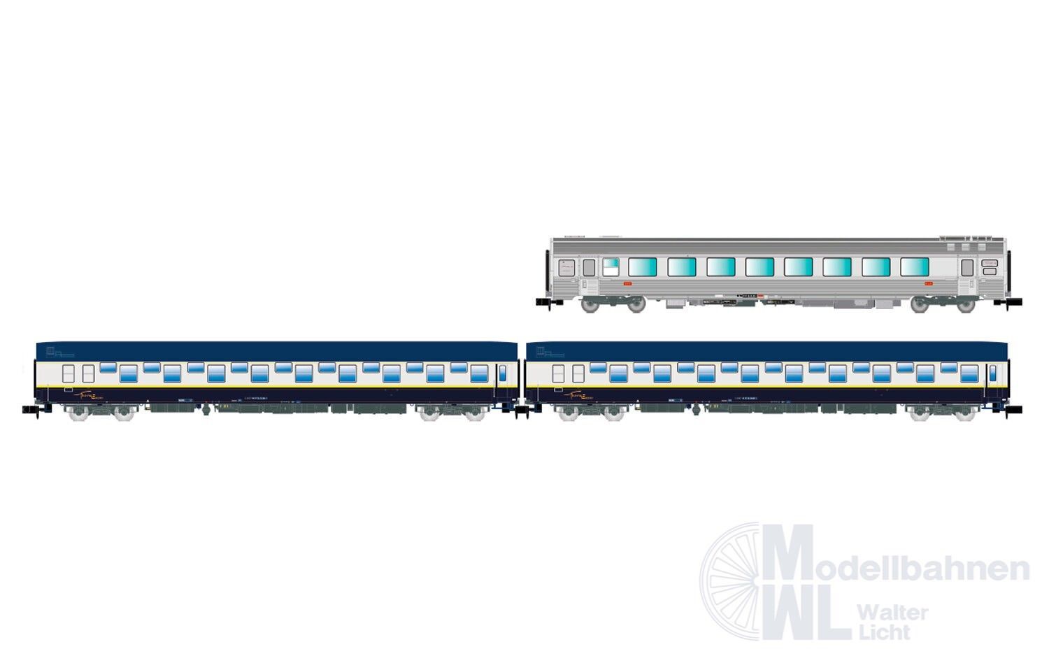 Arnold 4474 - Personenwagen Set SNCF Ep.IV 3.tlg. TEE Mistral N 1:160