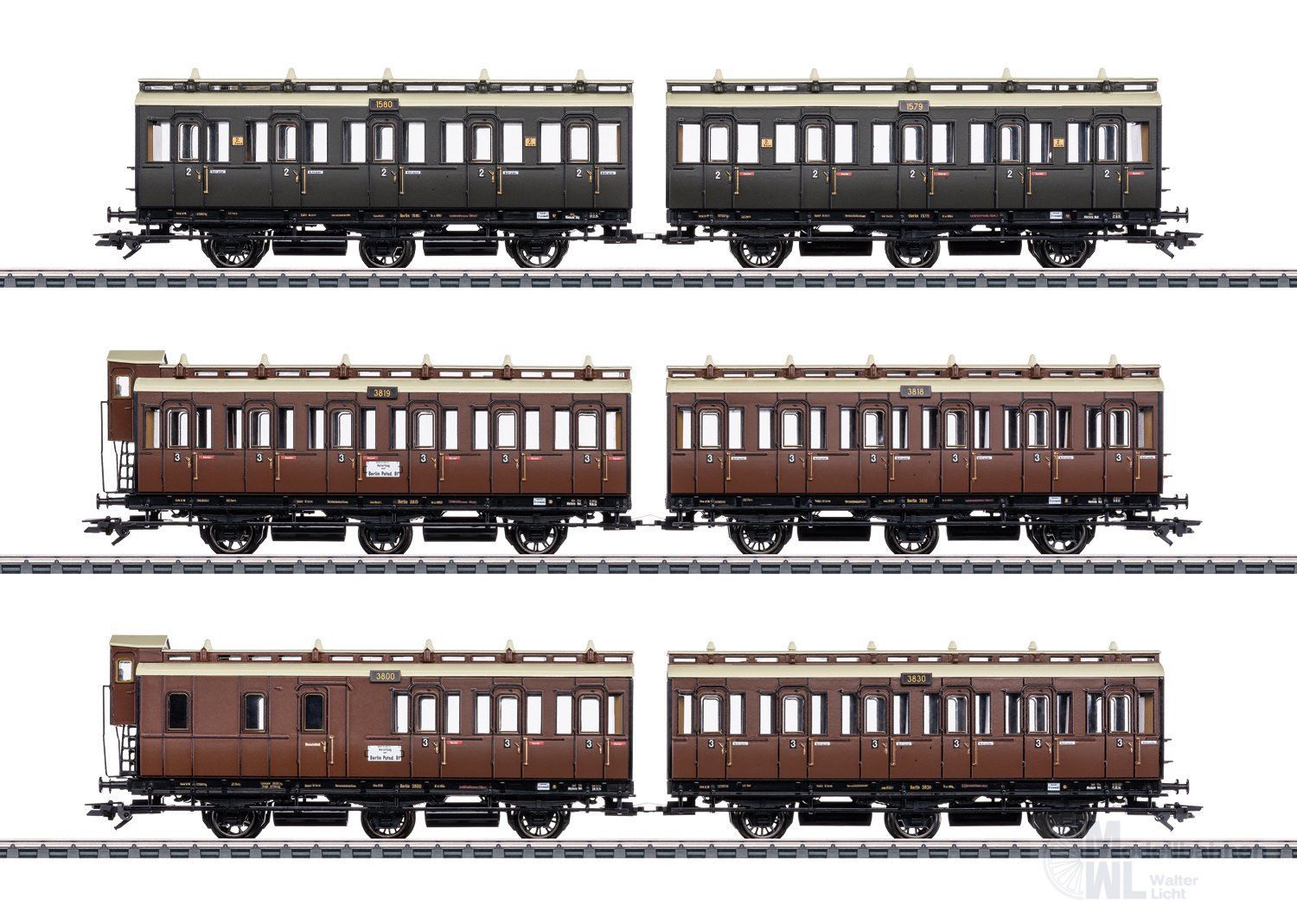 Märklin 42047 - Abteilwagen-Set KPEV Ep.I 6.tlg. (3 Wagen-Paare)H0/WS Märklin 42047 - Abteilwagen-Set KPEV Ep.I 6.tlg. (3 Wagen-Paare)H0/WS