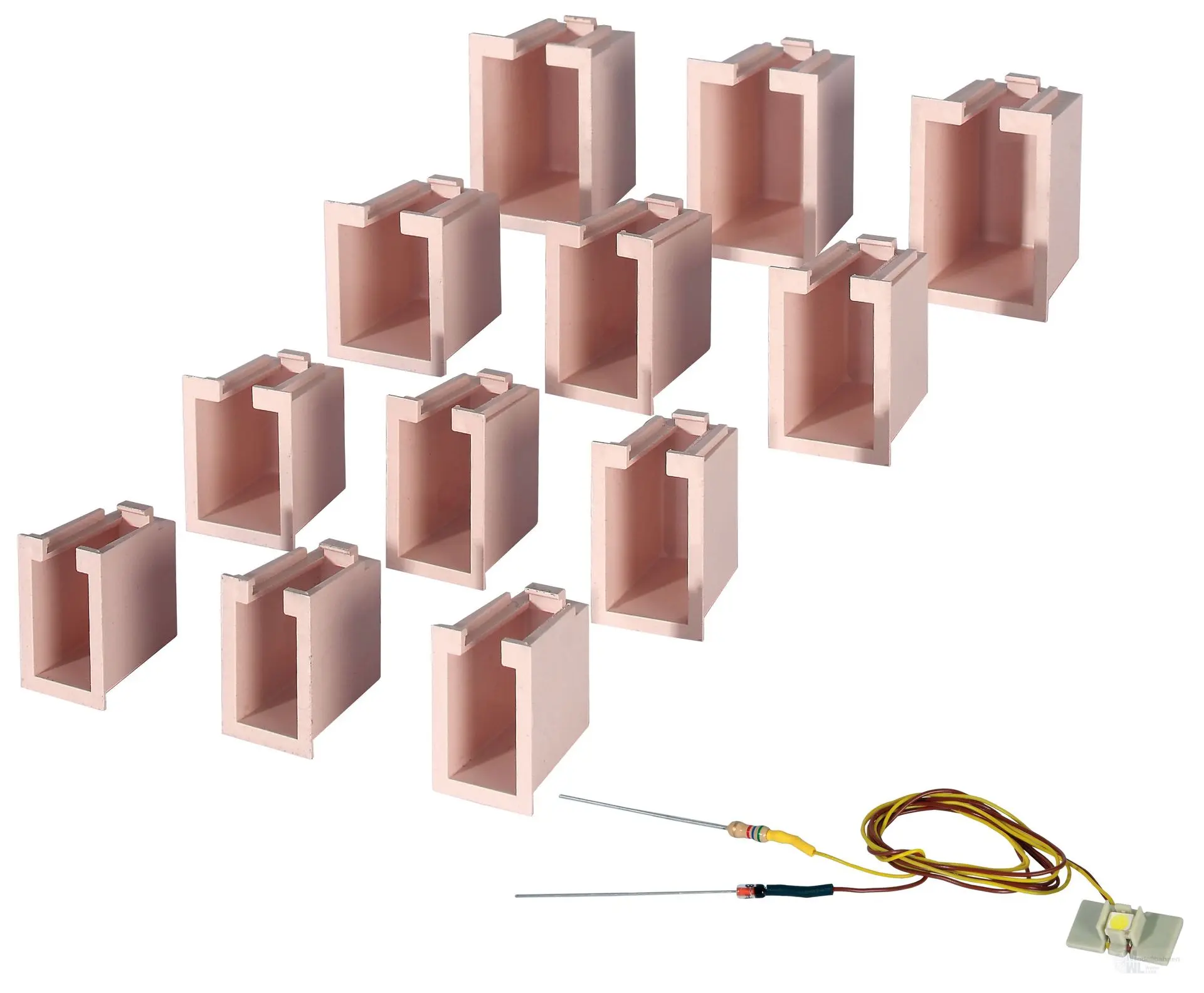 Viessmann 6005 - Startset Hausbeleuchtung 12 Boxen 4 verschiedene Größen 1 LED weiß H0 1:87
