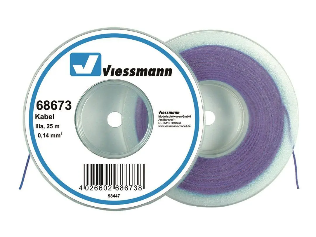 Viessmann 68673 - Kabel auf Abrollspule 0,14mm lila 25 Meter