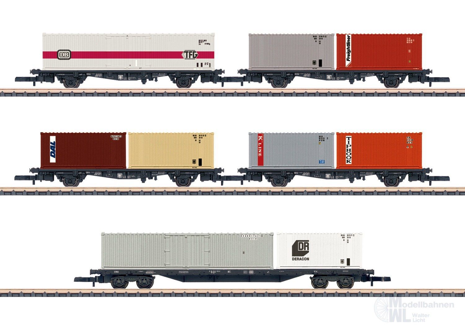 Märklin 82664 - MHI Wagenset Container-Transport DB Ep.IV 5.tlg. Z 1:220