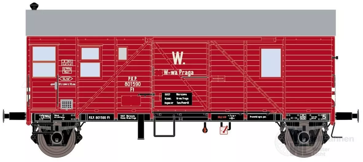 Exact Train 23725 - Gepäckwagen PKP Ep.III Pwgs44 Bremen grau Blechdach H0/GL