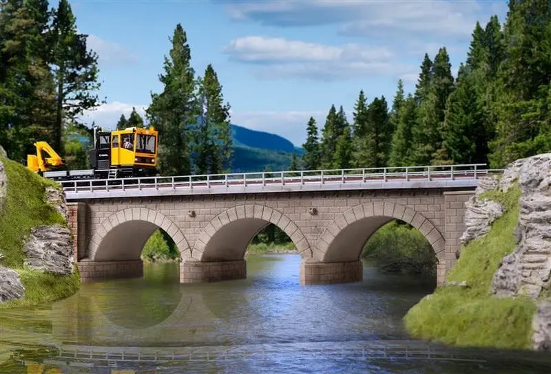 Kibri 39721 - Steinbogenbrücke mit Eisbrecherpfeilern gerade eingleisig H0 1:87