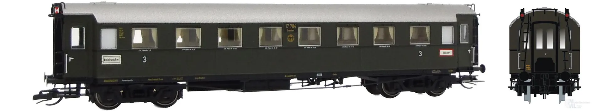 Saxonia Modellbau 120226 - Personenwagen DRG Ep.II C4Ü Sa 07 Schlusswagen Beleuchtung TT 1:120