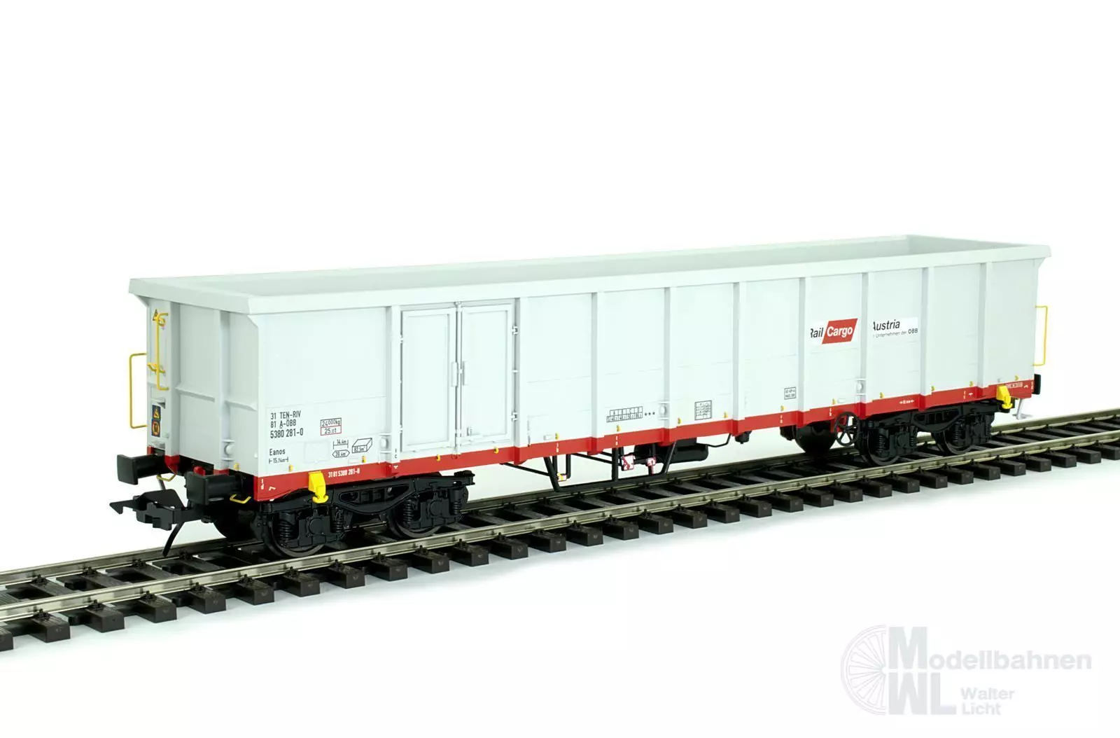 Lenz 42142-12 - Hochbordwagen ÖBB Ep.V/VI Eanos grau-rot Spur 0