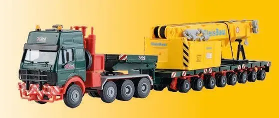 Kibri 13600 - Mercedes-Benz SK mit SCHEUERLE Plattformwagen und Oberteil Schienenkran H0 1:87