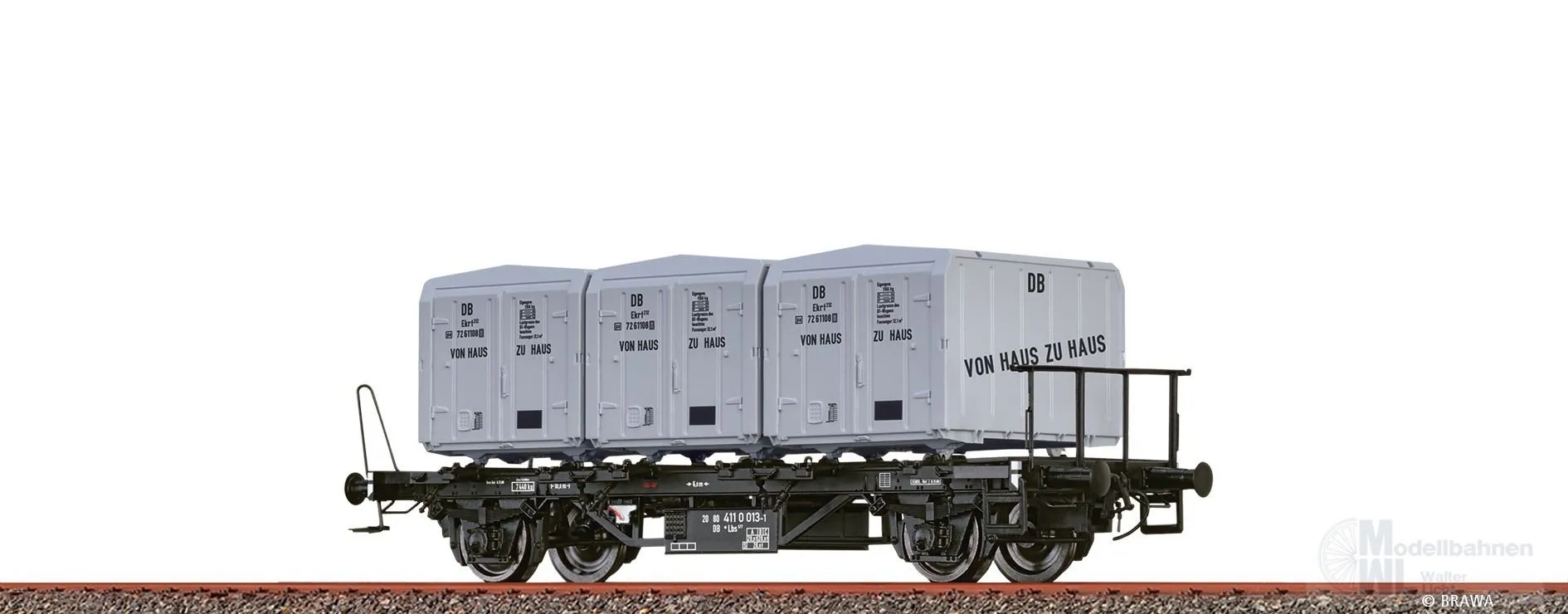 Brawa 50600 - Behältertragwagen DB Ep.IV Lbs 577 mit Ekrt 212 Von Haus zu Haus H0/GL