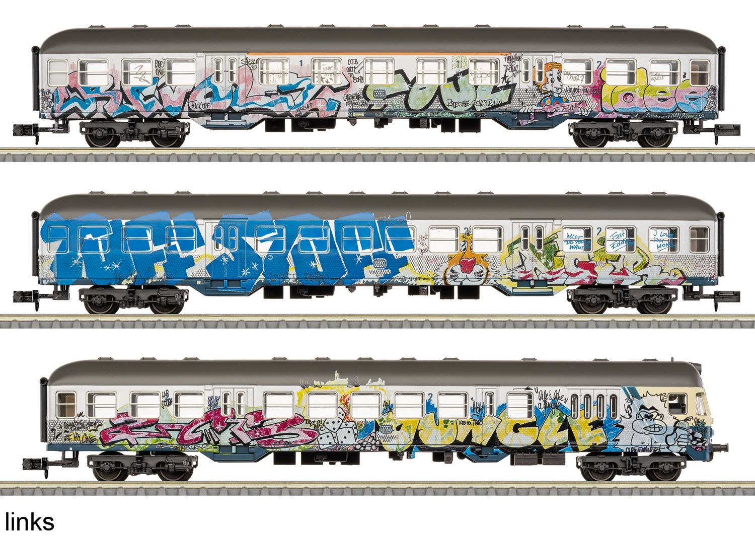 Trix 18264 - MHI Personen Wagen Set DB Ep.IV Graffiti 3 tlg.N 1:160