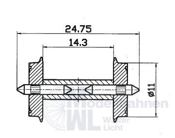 Roco 40192 - Radsatz geteilt 11mm H0