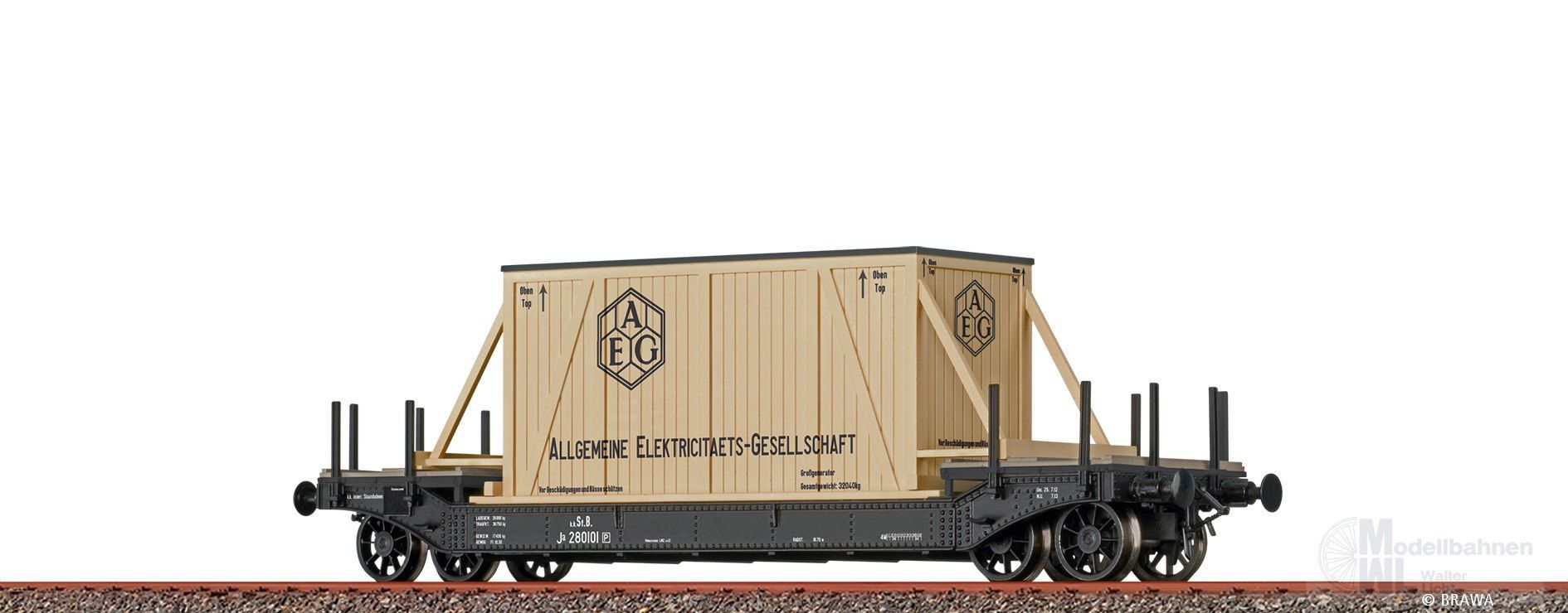Brawa 47916 - Tiefladewagen k.k.St.B. Ep.I AEG H0/GL