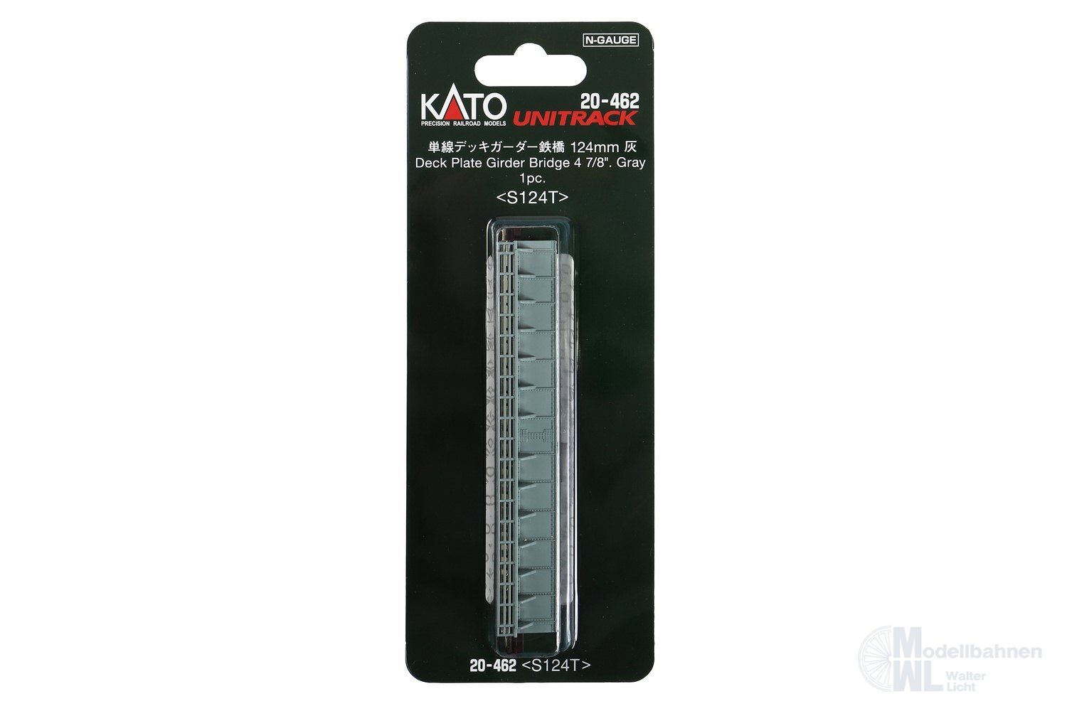 Kato 20-462 - Blechträgerbrücke gerade 124mm Grau mit Geländer N 1:160 Kato 20-462 - Blechträgerbrücke gerade 124mm Grau mit Geländer N 1:160