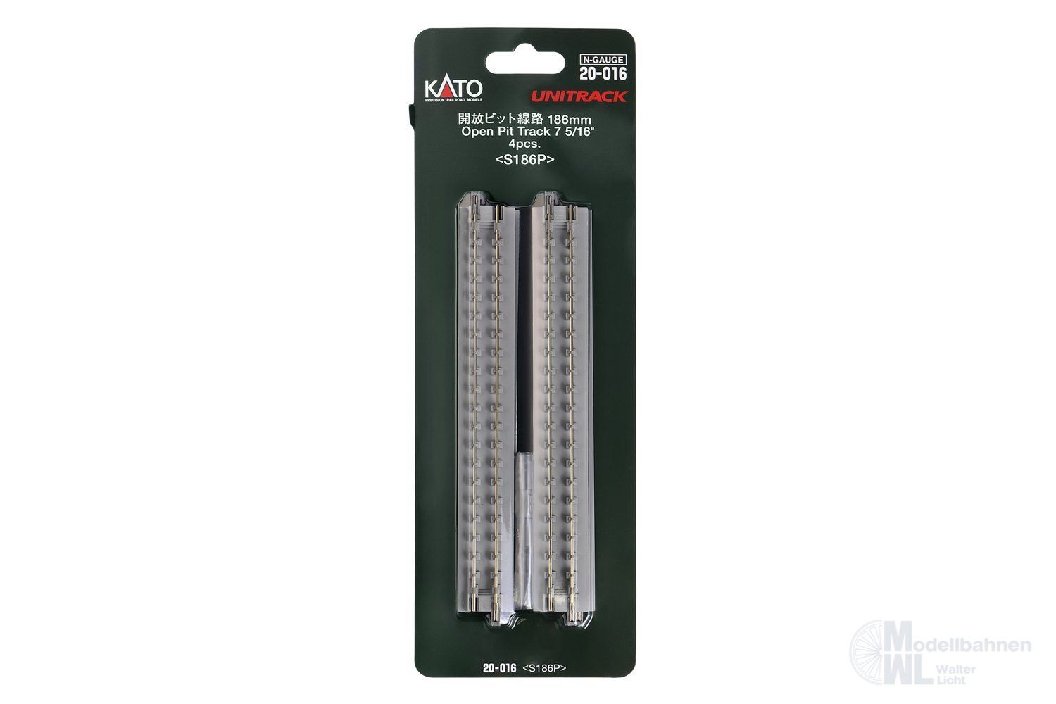 Kato 20-016 - Grubengleis offen 186mm 4 Stück N 1:160 Kato 20-016 - Grubengleis offen 186mm 4 Stück N 1:160