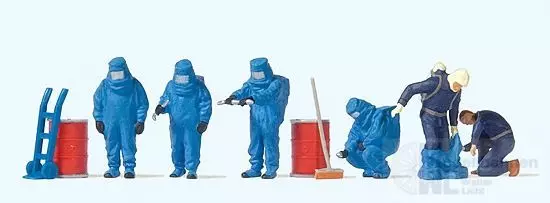 Preiser 10729 - Feuerwehrmänner im blauen Vollschutzanzug H0 1:87