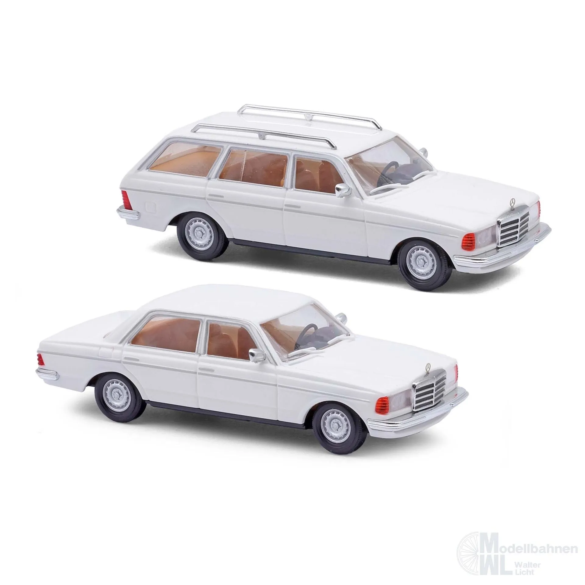 Busch 46985 - Mercedes-Benz W123 Limousine & T-Modell weiß H0 1:87