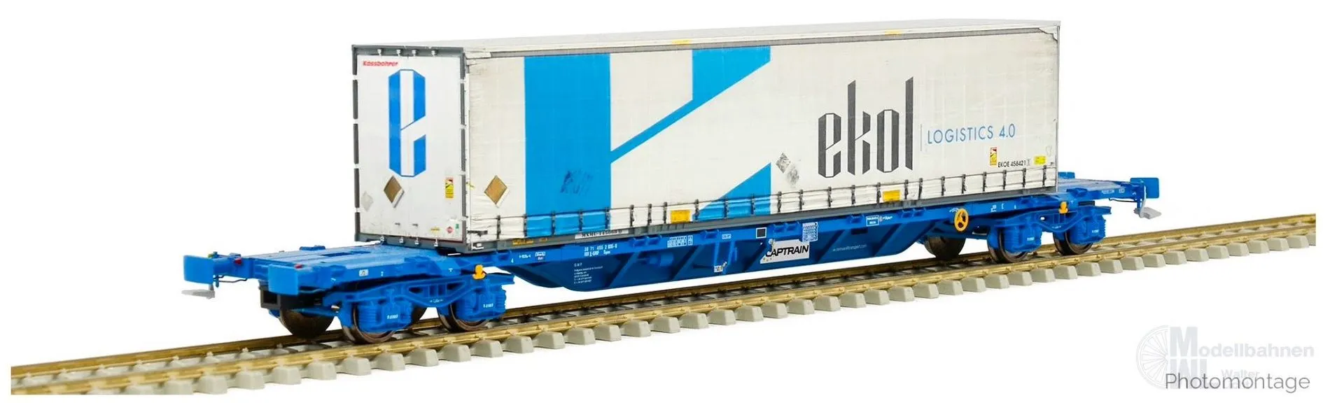 Sudexpress S4552052 - Container Tragwagen Captrain Ep.VI Sgnss 60 Ekol Logistics H0/GL