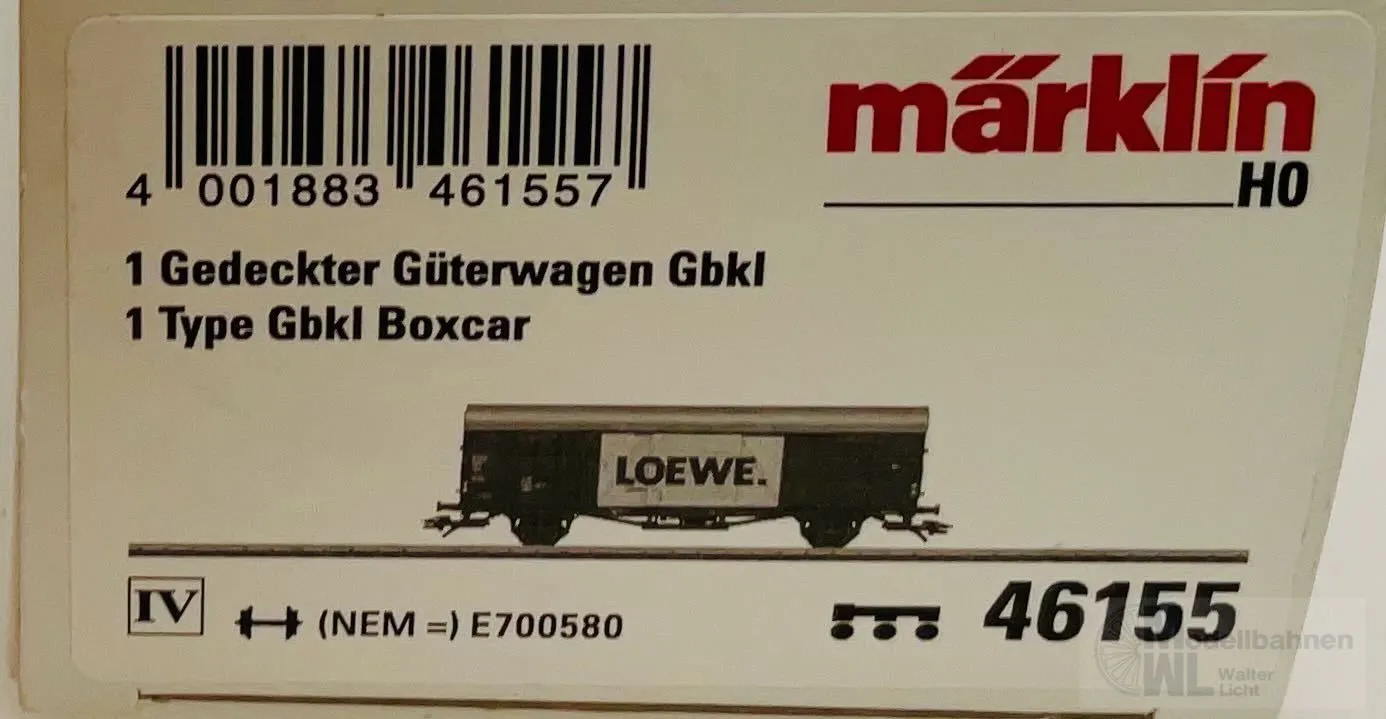 Märklin 46155 - MÄRKLIN - MHI Güterwagwen DB Ep.IV LOEWE DB H0/WS