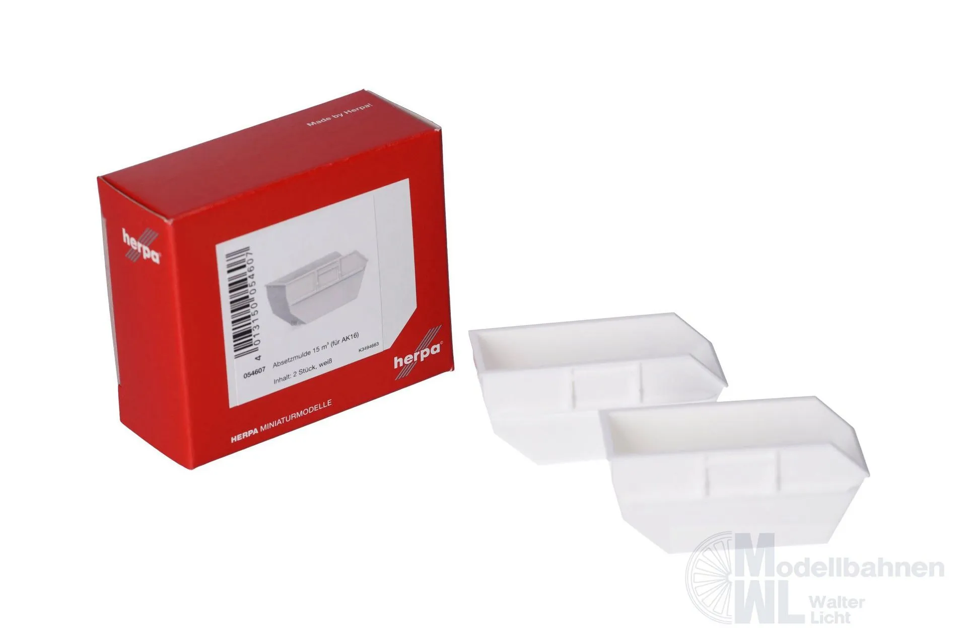 Herpa 054607 - Absetzmulde groß 2 Stück weiß H0 1:87