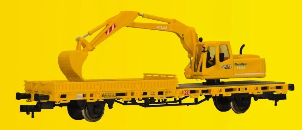 Kibri 26250 - Niederbordwagen mit ATLAS Bagger GleisBau Fertigmodell H0/GL