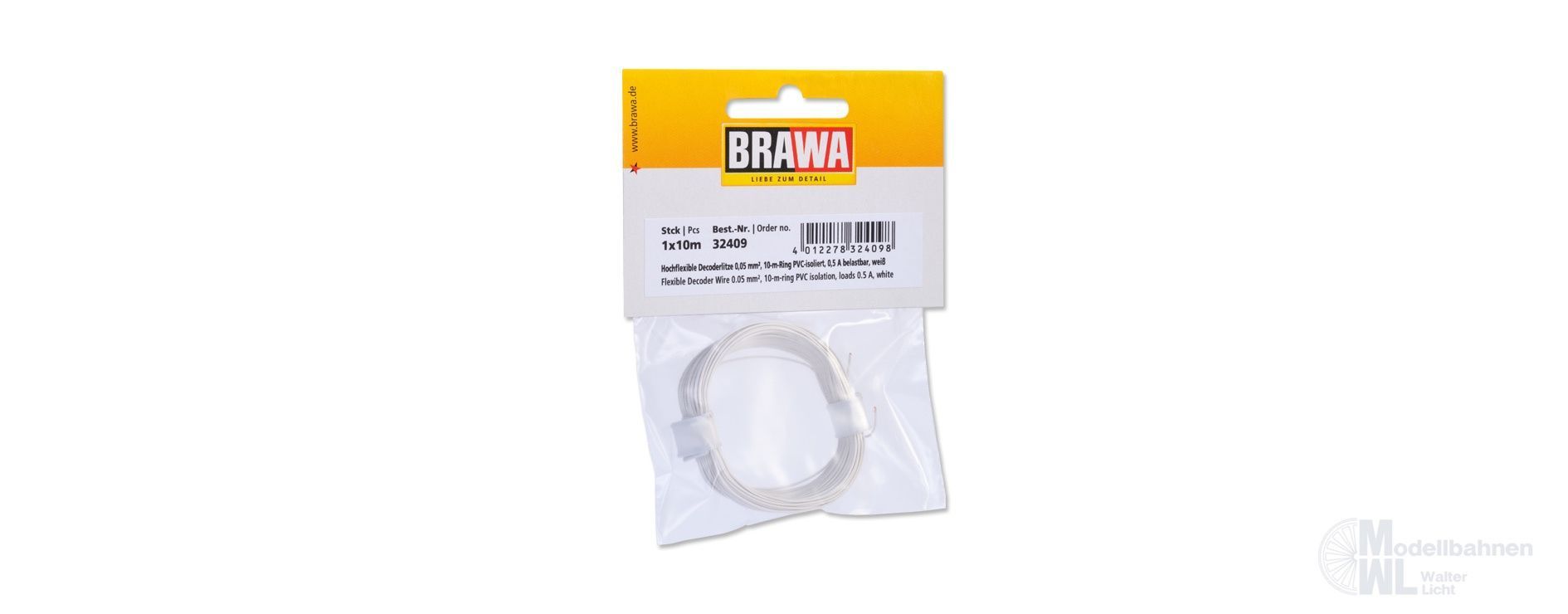 Brawa 32409 - Decoderlitze 0.05qmm weiss 10 Meter Brawa 32409 - Decoderlitze 0.05qmm weiss 10 Meter