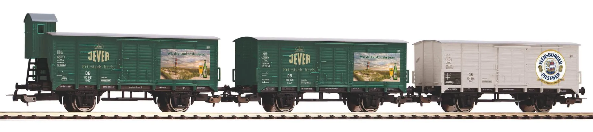 Piko 58398 - Bierwagen-Set DB Ep.III Brauereien aus Norddeutschland 3.tlg. H0/GL