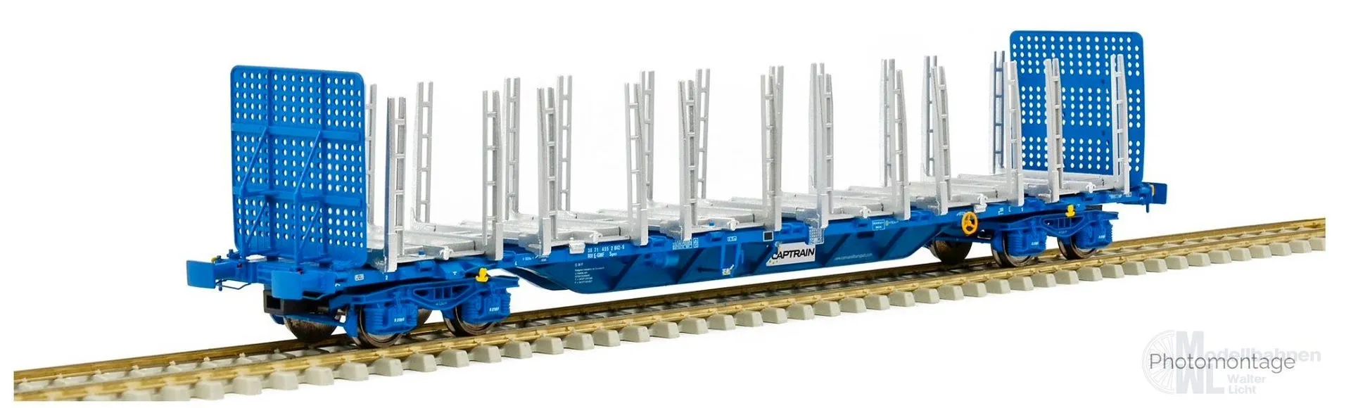 Sudexpress S4552034 - Container Tragwagen Captrain Ep.VI Sgnss 60 Innofreigt Holzrungen H0/GL