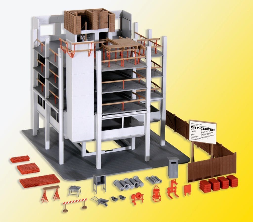 Kibri 38537 - Gebäude-Rohbau mit Baustellenzubehör H0 1:87
