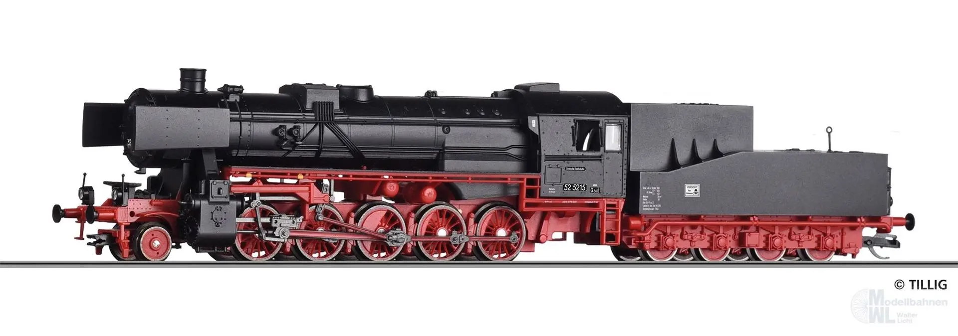 Tillig 02263 - Dampflok BR 52 DR Ep.III Steifrahmentender TT 1:120