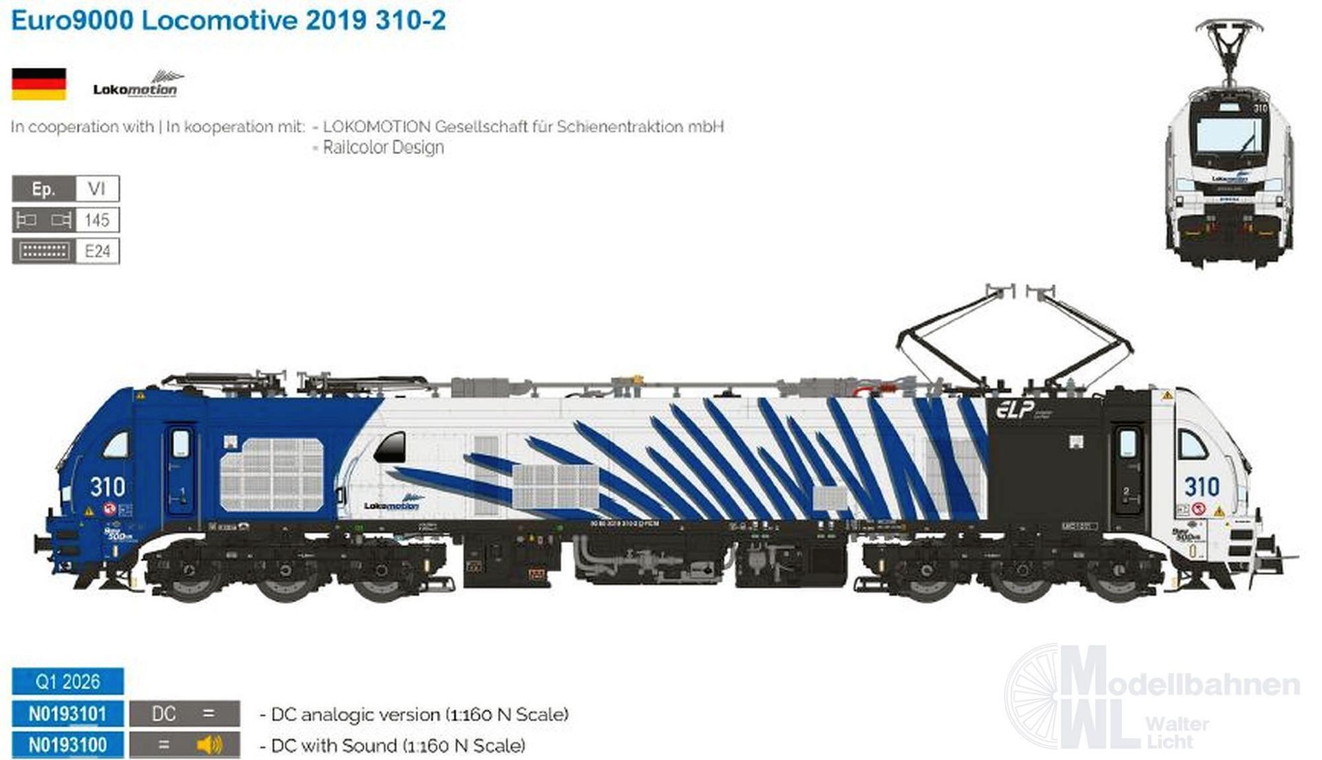 Sudexpress N0193101 - E-Lok BR 2019 / Euro 9000 Lokomotion Ep.VI N 1:160