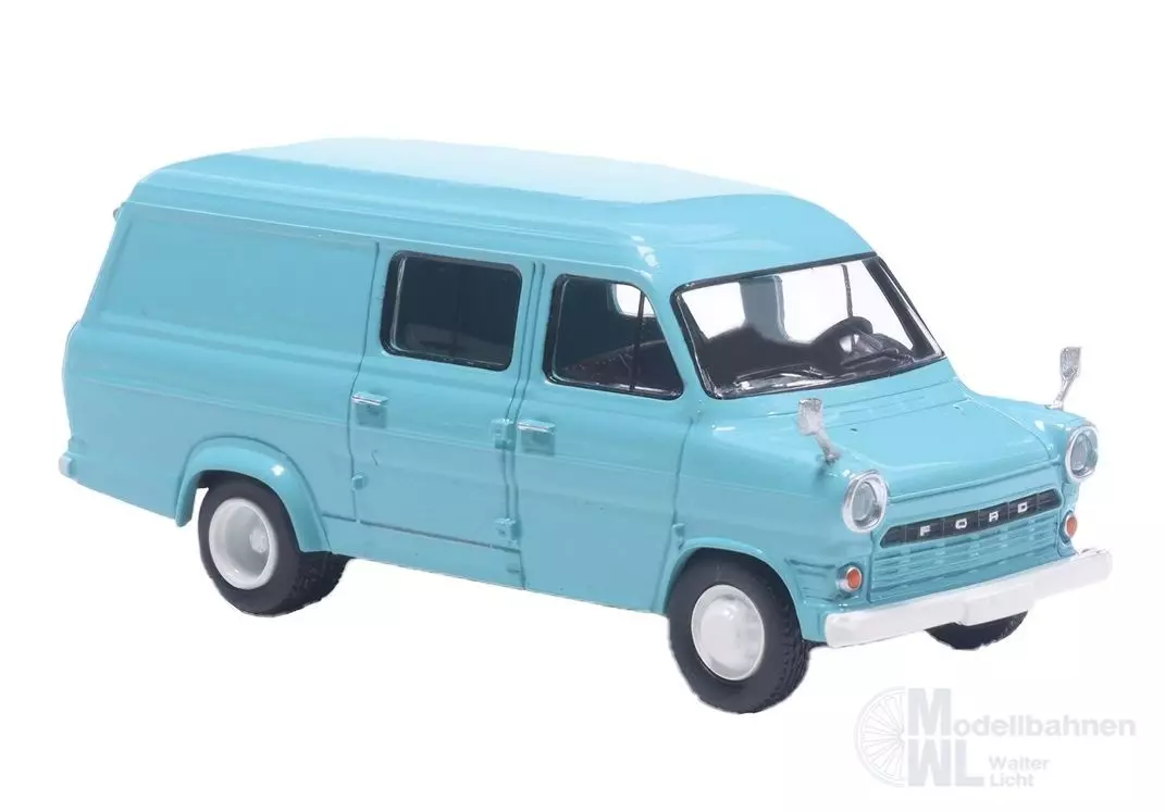 Brekina 34171 - Ford Transit Kasten in helltürkis H0 1:87