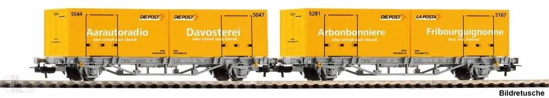 Piko 27748 - Conatinertragwagen Set CH-AAE Ep.VI Post 2.tlg. H0/GL
