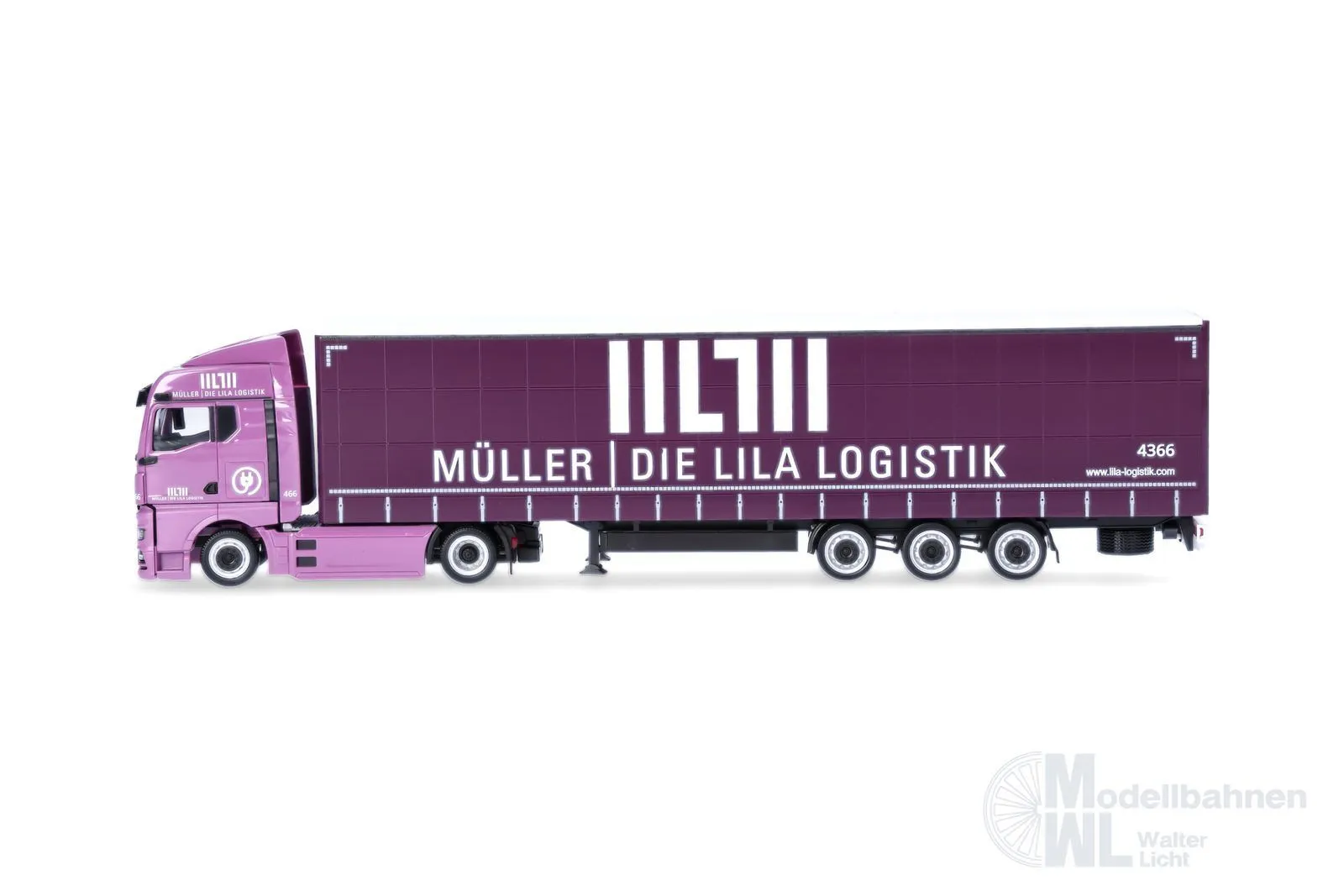 Herpa 320801 - MAN eTGX GM Gardinenplanen-Sattelzug Müller-Die Lila Logistik H0 1:87