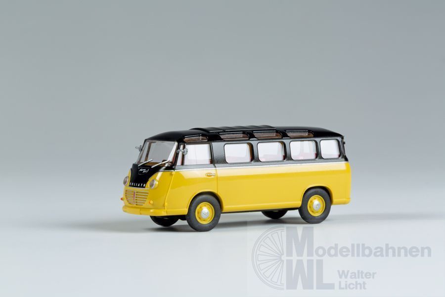 mini car 66016 - Goliath Express 1100 Luxusbus gelb/schwarz Dach geschlossen H0 1:87