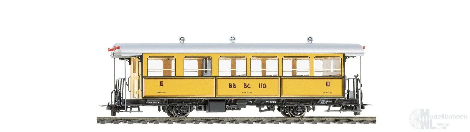 Bemo 3233160 - Personenwagen Bernina Zweiachser Ep.V/VI BC 110 gelb H0m