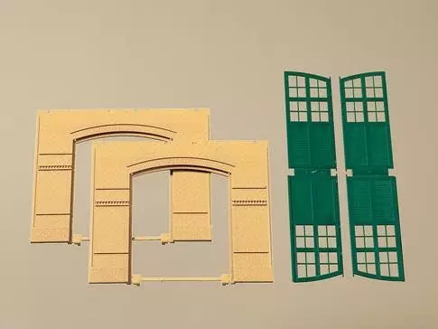 Auhagen 80605 - Wände 2326A gelb, Tore grün H0 1:87