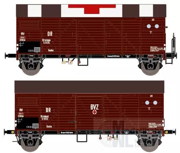Exact Train 23606 - Guterwagen Set DRG Ep.II Rotes Kreuz 2.tlg. H0/GL